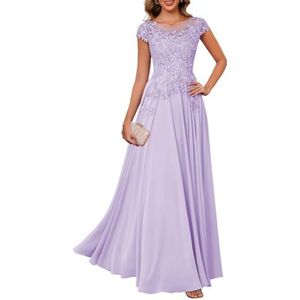 Dames chiffon moeder van de bruid jurk plooien Avond Prom jurken Cocktail Jurken Plus Size, Lila, 32