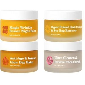 Multi-effect Dag- en Nachtverzorgingsset: Verhelderende en Verstevigende Moisturizer Met Amandelolie en Calendula-extract + Exfoliërende Scrub(4pcs)