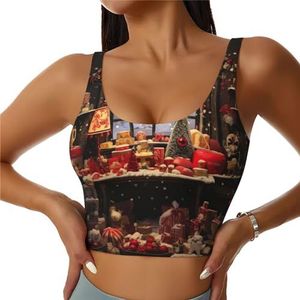 Merry Christmas Day Print Comfortabele Vrouwen Sport Vest Yoga Workout Vest voor Vrouwen Lichtgewicht Zomer, Zwart, S