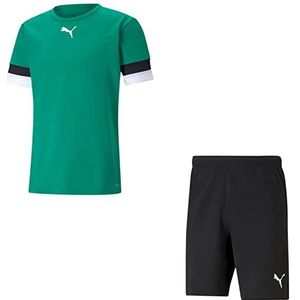 PUMA Kinderset jersey + broek TeamRISE Jersey Jr 704938+704943, Pepper Green Pompolak-wit, 152 cm