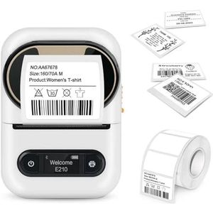 Thermisch Printer E210 Thermische Printer For Stickers Draagbare Draadloze Bluetooth Mini-labelmachine Stickerprinters Duidelijk Snel(White Printer)