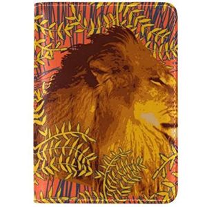 Geel Wild Lion King USA Paspoort Houder Echt Lederen Cover Case voor Reizen Mannen Vrouwen