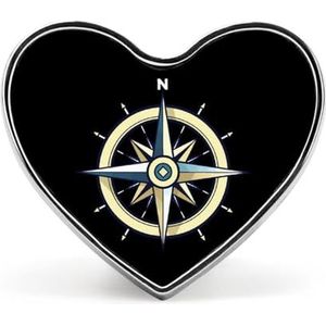 Nautische Kompas Pin Badge Hartvormige Identiteit Pins Broches Knop Badges Voor Hoeden Jassen Decor