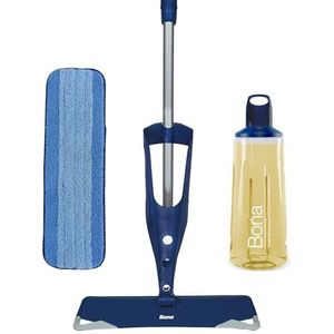 Bona Premium Spray Mop voor Vloeren - Geolied Hout, Vloerdweil Met Geoliede Houten Vloerreiniger Cartridge 850ml & Microvezelpad