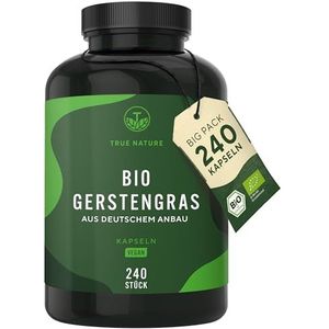 Bio gerstgras – 240 veganistische capsules – 3.000 mg per dag – uit Duitse teelt & geproduceerd in Duitsland – laboratorium getest en biologisch gecertificeerd – hoge dosis, veganistisch en vrij van
