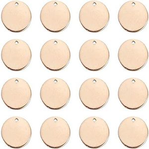 20 Stks DIY Ronde Hanger Rvs Ronde Tag Cirkel Lege Tags Gat Tag Hangers DIY Dog Tag Metalen Ronde Tag Gat voor Sieraden Maken Mini Schijven voor Armband Oorbel Ketting Maken(Rose goud)