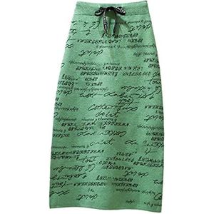 Imitatie bont garen rok vrouwen herfst en winter midi letter print gebreide rok hoge taille pakket heup, Groen, Eén maat