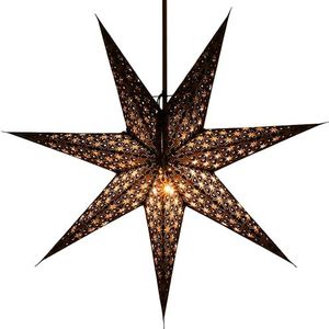 GURU SHOP Opvouwbare advents lichtpapieren ster, kerstster 60 cm - Milenka zwart, ster raamdecoratie