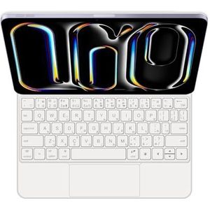 GUPENAA Toetsenbordhoes voor iPad Pro 11'' (M4) 2024, Magische Zwevende Cantileverstandaard, 7 Kleuren Achtergrondverlichting, Ingebouwd trackpad,Wit,Japanese