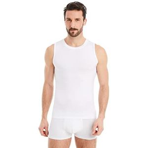 FINN Zakelijk onderhemd voor heren, mouwloos met ronde hals, ondershirt voor mannen van originele Lenzing® modal-stof, de perfecte tanktop onder hemd en pak, wit, L
