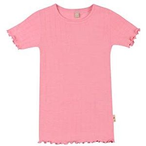 DILLING Merinowollen/Zijden Pointelle T-Shirt Voor Kinderen Pioen roze 110-116