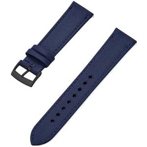 INEOUT Nieuw Design Canvas Nylon Lederen Snelsluiting Horlogeband 18 Mm 20 Mm 22 Mm Vervangende Horlogebanden (Color : Blue Black, Size : 18mm)