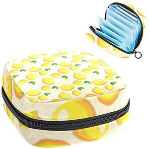Periode Pouch Draagbare Tampon Opbergtas,Tampon Houder voor Portemonnee Vrouwelijke Product Organizer,CitroenPatroon mooie geel, Meerkleurig, 4.7x6.6x6.6 in/12x17x17 cm