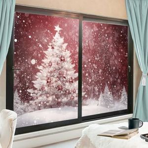 Moderne kerst bos raamfolie bekledingen abstracte sneeuw winter platteland raam privacy film niet-klevende glasfilm decoratieve statische hechtfolie voor thuiskantoor 70 x 100 cm x 2 stuks