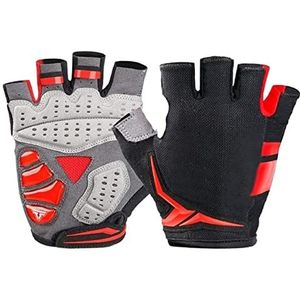 Sporthandschoenen Antislip Gel Pad Lichtgewicht Ademende MTB Handschoenen Fiets Half Vinger Handschoen Mountainbike (Color : Rot, Size : XXL)