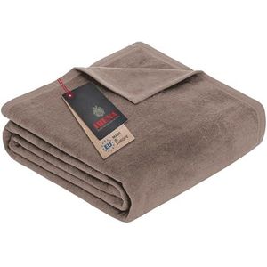 Ibena Porto XL Deken 180x220 cm - katoenmix zacht, warm en wasbaar, sprei, taupe, effen