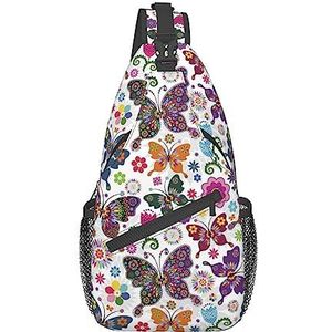 501 Sling Bag Vlinder Met Bloem Schoudertas Opvouwbare Mannen Crossbody Tassen Draagbare Vrouwen Schoudertas Crossbody Tas, Voor Kantoor, Dagelijks, Crossbody borsttas 619, Eén maat