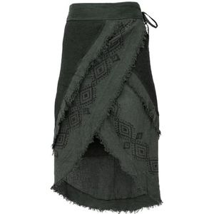 Guru-Shop, Goa Wikkelrok, Tribal Gelaagde Rok, Boho Rok, Groen, Katoen, Size:One Size, Rokken/kort