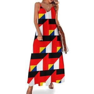 Duitsland Frankrijk Vriendschap Vlag Vrouwen Spaghetti Strap Jurk Zomer Mouwloze Maxi Jurk Casual V-hals Lange Jurk