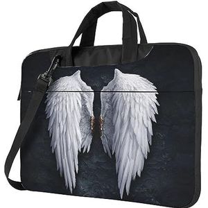 Laptophoes met gevoerde schouderriem en handvat, Rock Wounded Wounded Wings laptoptas voor dames en heren, Zoals getoond, 13 inch