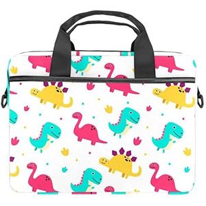 Dinosaurus Kleurrijke Laptop Schouder Messenger Bag Crossbody Aktetas Messenger Sleeve voor 13 13.3 14.5 Inch Laptop Tablet Beschermen Tote Bag Case, Meerkleurig, 11x14.5x1.2in /28x36.8x3 cm