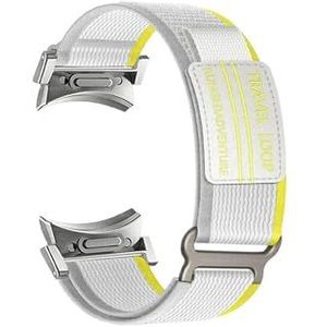 Quick Fit Trail Loop Strap Fit for Samsung Galaxy Watch 6 Classic 43mm 47mm 5Pro 45mm GEEN gaten Nylon Armband Galaxy 6 40mm 44mm Band (Color : Off white silver, Size : Watch 6classic 43 47)