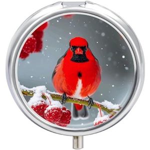 Kardinaal Vogels Sneeuw Veenbessen Pillendoosje Pil Case Pil Organizer Geneeskunde Pil Organizer Wekelijkse Pil Organizer Pil Houder Kleine Pil Case Pil Containers Pil Houder voor Portemonnee