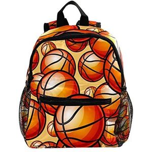 Leuke Mode Mini Rugzak Pack Tas Basketbal Oranje, Meerkleurig, 25.4x10x30 CM/10x4x12 in, Rugzak Rugzakken