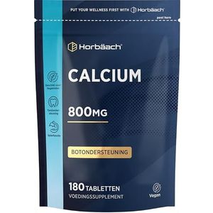 Calciumcarbonaat 800 mg | Hoge Dosis 180 Veganistische Tabletten | Calciumsupplement voor Botten en Tanden | van Horbaach