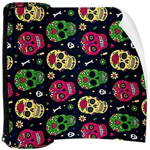 Potlood Case Dia De Muertos Suiker Skull Pouch Bag Pen Rits Tas voor Kantoorartikelen Reizen School Student Supplies