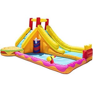 springkasteel, Eenvoudig opblaasbaar springkasteel Waterkasteel Springkasteelspellen met glijbaan Enorme comboglijbaan met zwembad
