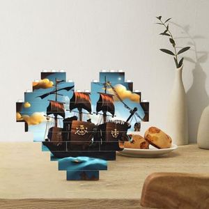 Bouwsteenpuzzel hartvormige bouwstenen cartoon piraat schip puzzels blok puzzel voor volwassenen 3D micro bouwstenen voor huisdecoratie bakstenen set