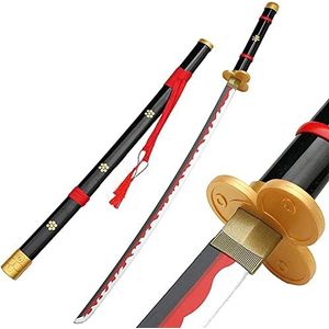 Roronoa Zoro Zwaard voor Een Stuk Anime Cosplay Blade Sword handgemaakte Halloween Prop Houten Model Zwaard Ninja Wapens Zwaard Speelgoed Voor Kinderen (maat: 104 cm/40.9in)(1pcs, Yama Enma B)