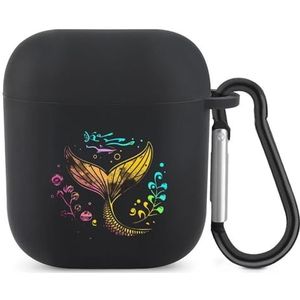 Mermaids Tail Leuke Case voor AirPods 2&1 Schokbestendige Beschermende Hoofdtelefoon Gevallen Cover Met Sleutelhanger Voor Mannen Vrouwen