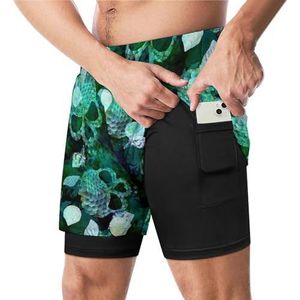 Enge Zeemeermin Schaal Grappige Zwembroek met Compressie Liner & Pocket Voor Mannen Board Zwemmen Sport Shorts