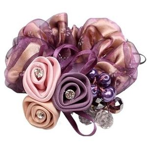 Elegante bloem scrunchies dames meisjes elastische haarelastiekjes accessoires stropdas haarring touw paardenstaart houder hoofdtooi (Size : 9 purple)