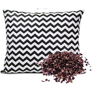 Gezond slaapkussen met boekweitschaal met ritssluiting, boekweit, orthopedisch natuurkussen, met binnen- en buitenkussen (zwart zigzag, 50 x 60 cm)