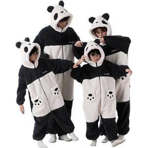 Onesies voor dames, panda-onesie voor volwassenen, dierencosplay, eendelige dierenpyjama's, koraalfluwelen winterpyjama, zacht en warm, ideale carnavalskleding, Zwart, Women's-L
