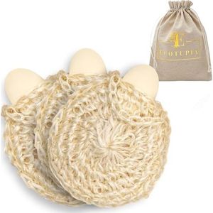 Natuurlijke handgeweven sisal loofah gemaakt van premium agave vezels - Arabisch - Turkse stijl douche lufahs spons met zeepzak - exfoliërende body scrubber - biologische luffa (3-pack)