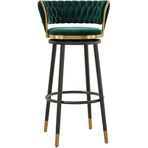 Fluwelen barstoel 360° draaibaar Luxe barkruk Tegenkrukken Moderne receptiestoel, keukeneilandstoel, keukenhoge eetkamerstoel, met rugleuning Geschikt for bar, thuis, kantoor, café (Size : Green(25.5