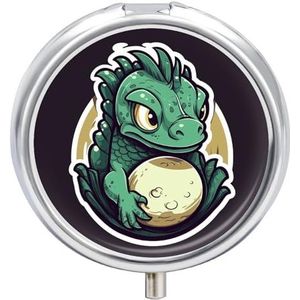 Draagbare Pillendoos Pillendoosje Kleine Groene Drakenei Reizen Pillendoos Kleine Pil Case Dagelijkse Pil Container Pil Organizer Pocket Geneeskunde Doos Leuke Pil Case