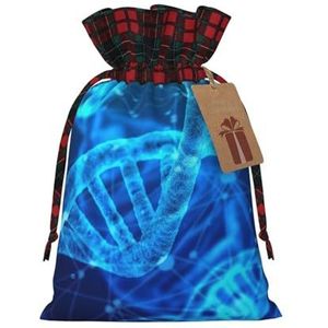 DNA-ketting foto herbruikbare geschenktas-trekkoord kerstcadeau tas, perfect voor feestelijke seizoenen, kunst & ambachtelijke tas