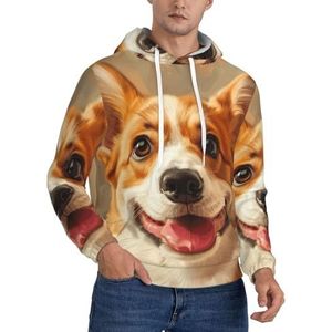 Jkkghll Leuke Corgi Print Mannen Hooded Warme Lichtgewicht Trui Voor Winter Herfst En Lente Casual Wear, Zwart, XS