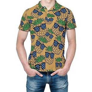 Amerikaanse vlag ananas heren shirt met korte mouwen golfshirts normale pasvorm tennis t-shirt casual business tops