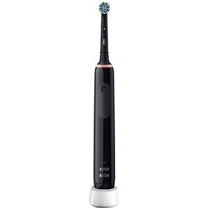 Oral-B Pro 3 x elektrische tandenborstel voor volwassenen, cadeau voor vrouwen/mannen, 1 x kruiswerkende tandenborstelkop, 3 modi met tanden bleken, 2-polige UK-stekker, 3000, zwart