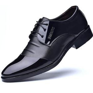 KYOESCAI Heren geklede schoenen formele zakelijke klassieke patchwork lace up Wingtip Oxford schoenen voor 's avonds uniform partij werk kantoor,zwart,38 EU