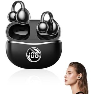 Horuili® Bluetooth-headset openen, draadloze oorclip-hoofdtelefoon, draadloze Bluetooth 5.4, open ear bluetooth-hoofdtelefoon, ruisonderdrukking, dynamische equalizer, 3D-geluid