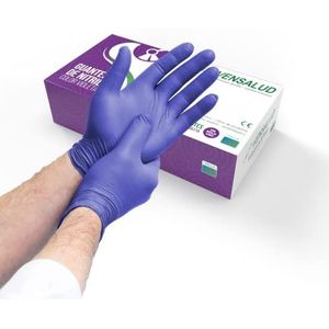VENSALUD | NITRILE Wegwerphandschoenen | Powder Free | Resistent | Voor laboratoria, sanitair, keuken, tattoo studio's, veterinaire, schoonmaak | Latex Free Verpakking 100 st. | Violet | Maat XS