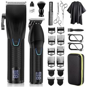 Karrte Professionele tondeuse en trimmer kit voor mannen, kapper tondeuse set draadloze haarknippen, baardtrimmer verzorging kapsel kit