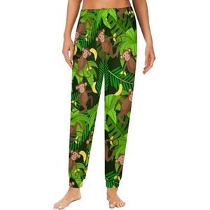 Apen patroon dames pyjama lounge broek elastische tailleband nachtkleding bodems print